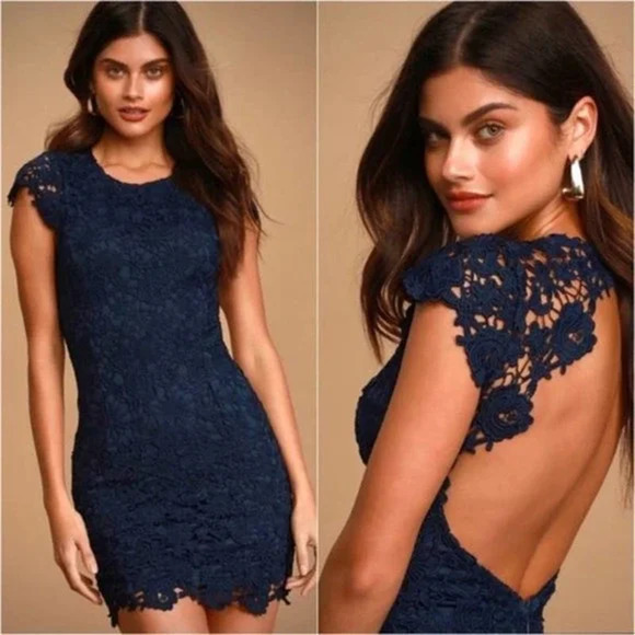 Lulus Dresses & Skirts - Lulus Black Lace Cut Out Back Mini dress Women size M